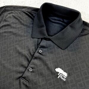 Greg Norman Torrey Pines Polo Shirt‎ Men's XL Black Diamond Pattern - Sun Faded